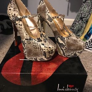 Faux snakeskin heels